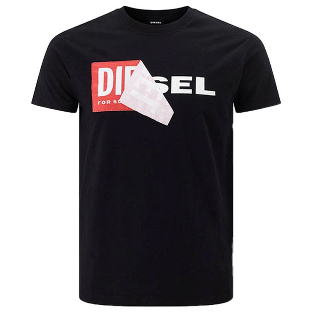 Diesel UK T Diego Qa Men's T-Shirt Short Sleeve Crew Neck Slim Fit Casual Black Tee