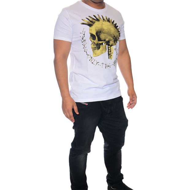 T Feddo Men's T Shirt Crew Neck Short Sleeve Cotton Mohawk Print Tee Diesel UK