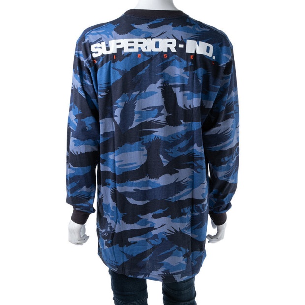 T Santa Ls Men's T-Shirt Long Sleeve Crew Neck Cotton Tee Casual Blue Tops Diesel UK