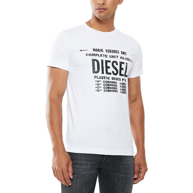 Diesel UK T Diego B6 Men's T Shirt Crew Neck Short Sleeve Casual Cotton Tee White