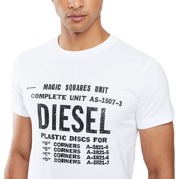 Diesel UK T Diego B6 Men's T Shirt Crew Neck Short Sleeve Casual Cotton Tee White
