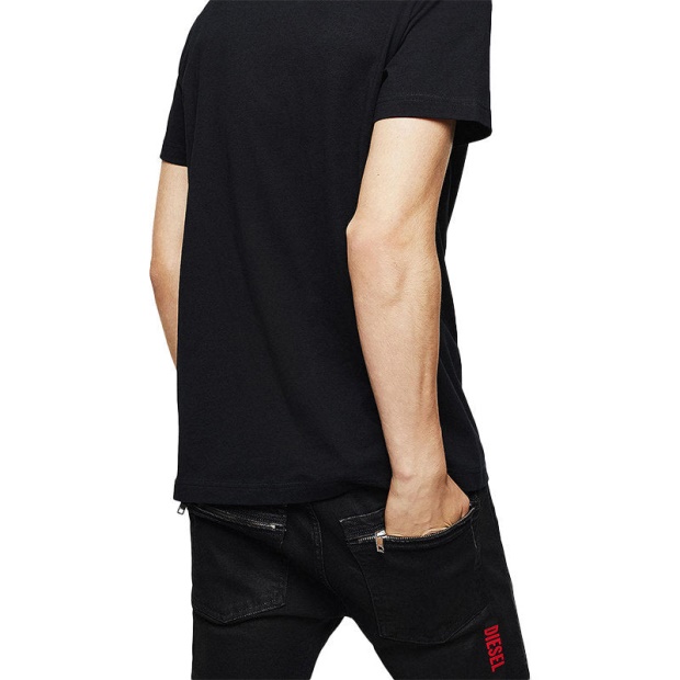 T Diego B6 Men's T-Shirt Crew Neck Short Sleeve Casual Cotton Black Tee Diesel UK