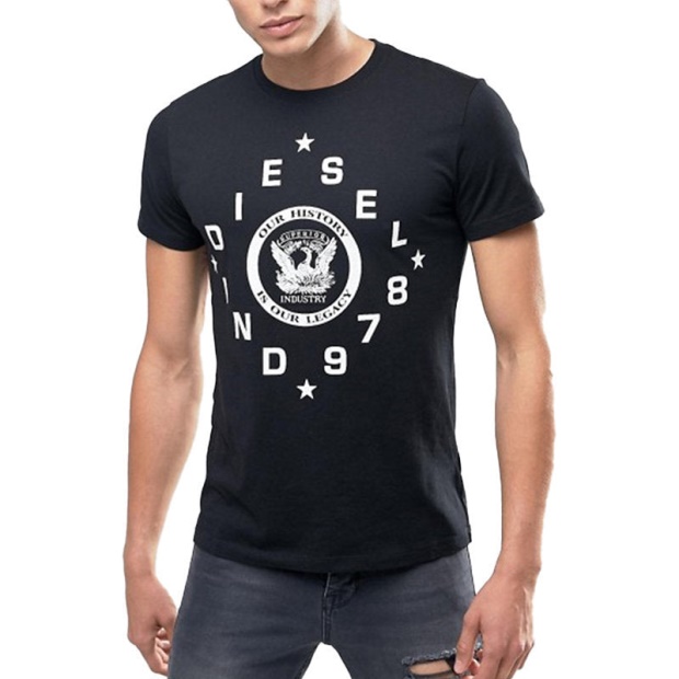 Diesel UK T Diego He Men's T-Shirt Crew Neck Short Sleeve Casual Black Summer Tee