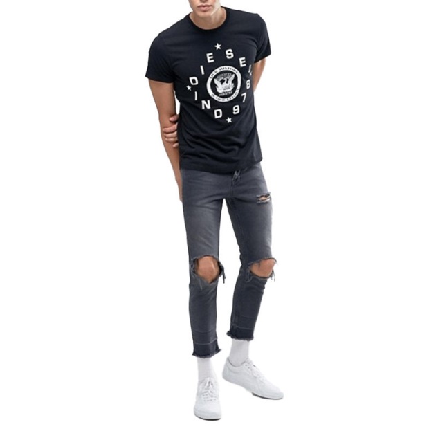 Diesel UK T Diego He Men's T-Shirt Crew Neck Short Sleeve Casual Black Summer Tee