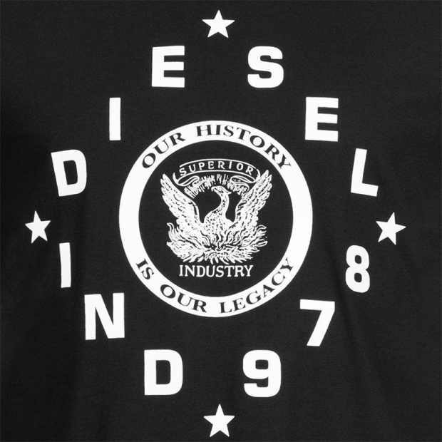 Diesel UK T Diego He Men's T-Shirt Crew Neck Short Sleeve Casual Black Summer Tee