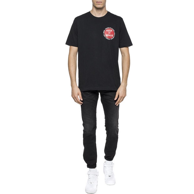 T Just Xo Men's T-Shirt Short Sleeve Crew Neck Black Top Casual Cotton Tee Diesel UK