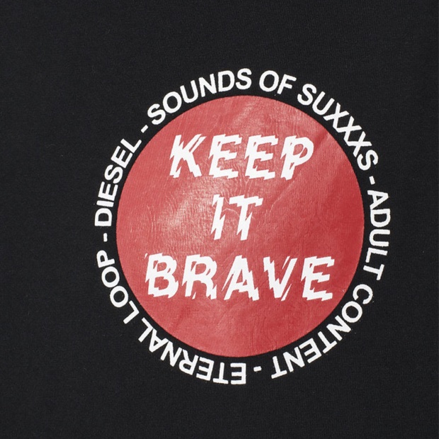 T Just Xo Men's T-Shirt Short Sleeve Crew Neck Black Top Casual Cotton Tee Diesel UK