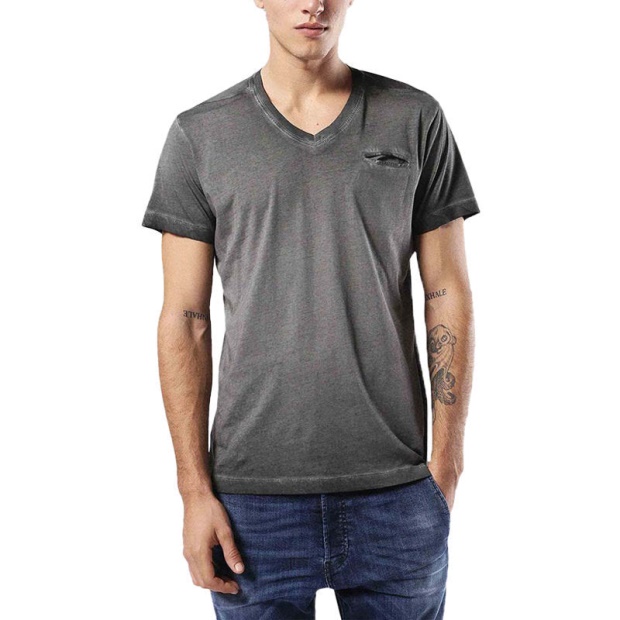 Diesel UK T Diego Pearls 900 Men's T-Shirt V Neck Short Sleeve Tee Casual Cotton Top