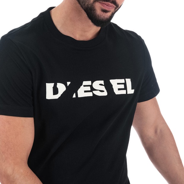Diesel UK T Diego Brok Men's T Shirt Short Sleeve Cotton Tee Casual Black Summer Top