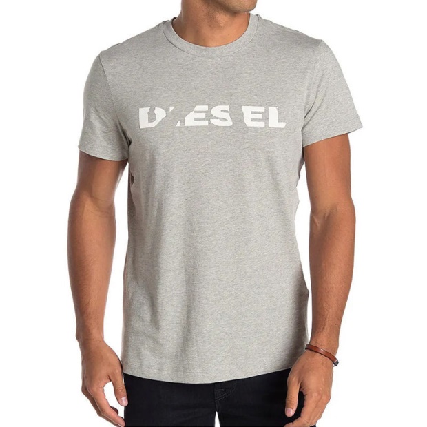T Diego Brok Men's Grey T Shirt Short Sleeve Crew Neck Casual Cotton Tee Diesel UK