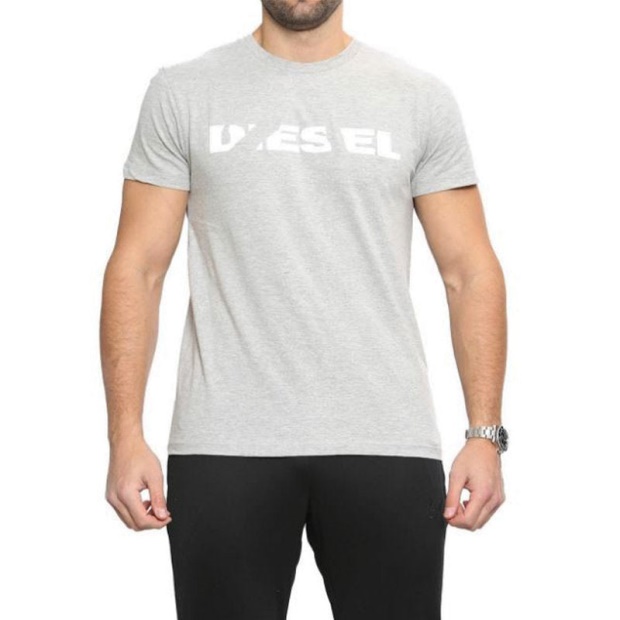 T Diego Brok Men's Grey T Shirt Short Sleeve Crew Neck Casual Cotton Tee Diesel UK