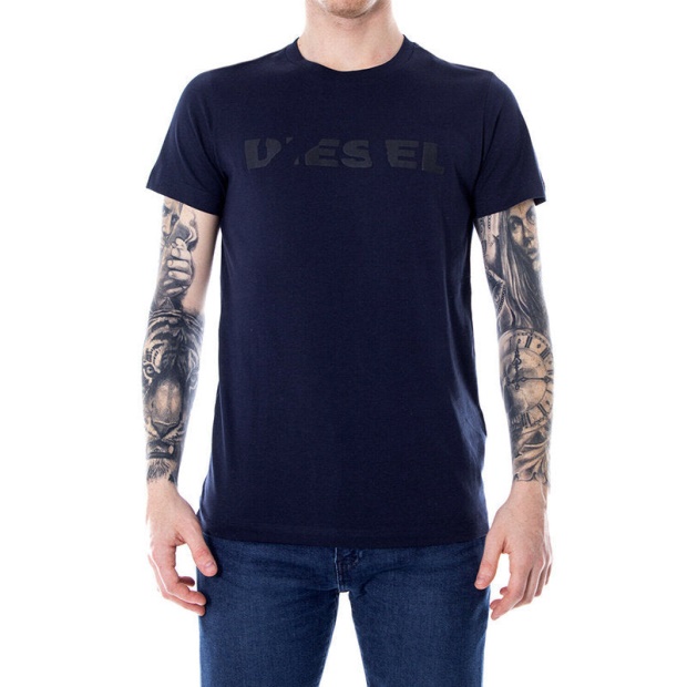 T Diego Brok Men's T Shirt Short Sleeves Crew Neck Casual Summer Tee Navy Diesel UK