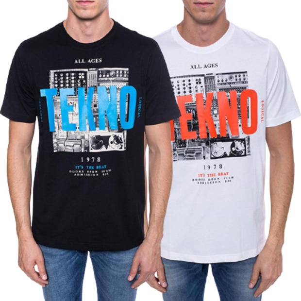 Black/Orange/White Diesel UK T Just Wa Men's T Shirt Short Sleeve Crew Neck Casual Cotton Tee Top Print