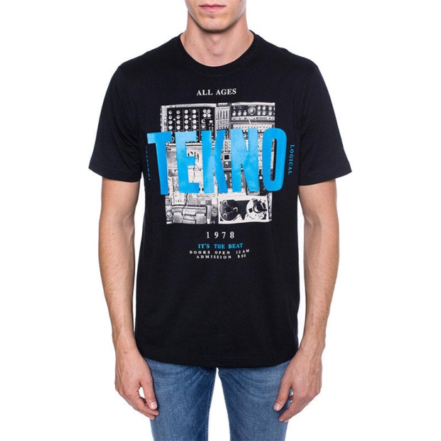 Black/Orange/White Diesel UK T Just Wa Men's T Shirt Short Sleeve Crew Neck Casual Cotton Tee Top Print