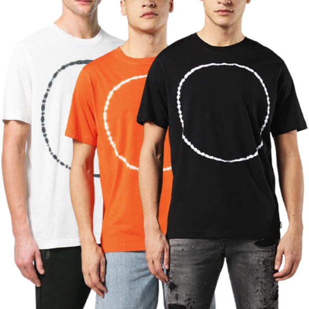 T Cereck Men's T Shirt Crew Neck Regular Fit Soft Cotton Summer Casual Tee Diesel UK Black/Red/Blue