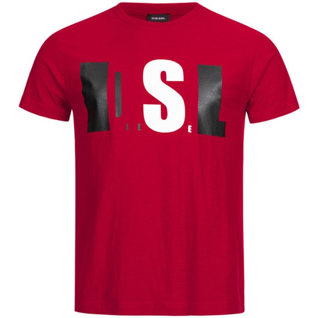 Diesel UK T Joe Qb Men's T Shirt Slim Fit Crew Neck Printed Casual Summer Cotton Tee Black/White/Navy