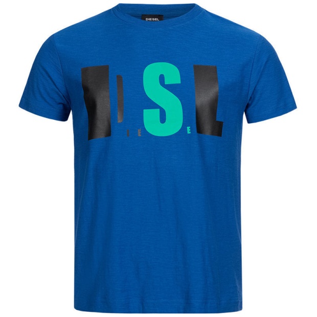 Diesel UK T Joe Qb Men's T Shirt Slim Fit Crew Neck Printed Casual Summer Cotton Tee Black/White/Navy