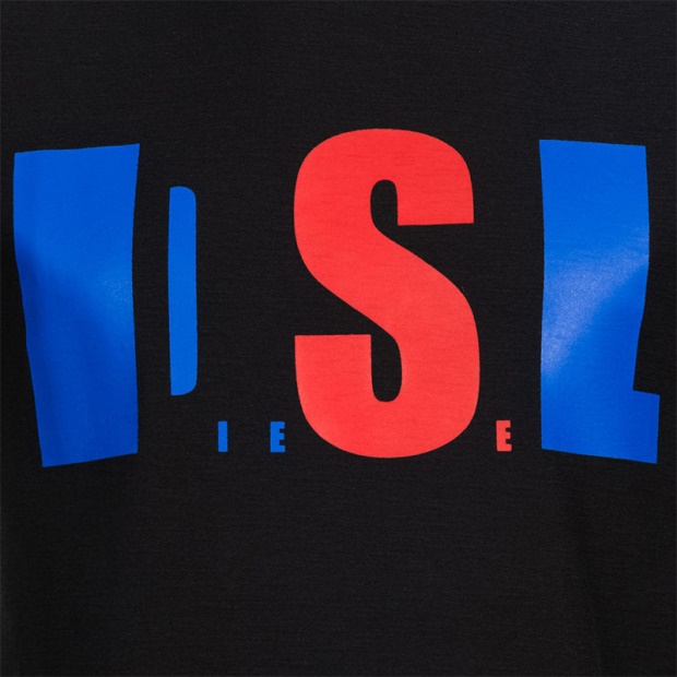 Diesel UK T Joe Qb Men's T Shirt Slim Fit Crew Neck Printed Casual Summer Cotton Tee Black/White/Navy