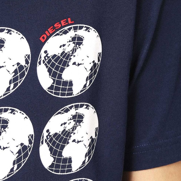 Black/White T Joe Sc Men's T Shirt Crew Neck Regular Slim Fit Casual Summer Cotton Tee Diesel UK