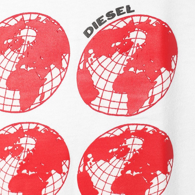 Black/White T Joe Sc Men's T Shirt Crew Neck Regular Slim Fit Casual Summer Cotton Tee Diesel UK