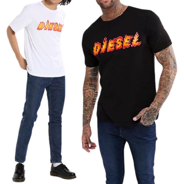 Diesel UK T Just Sh Men's T Shirt Crew Neck Graphic Printed Casual Summer Cotton Tee Red/Black/Blue