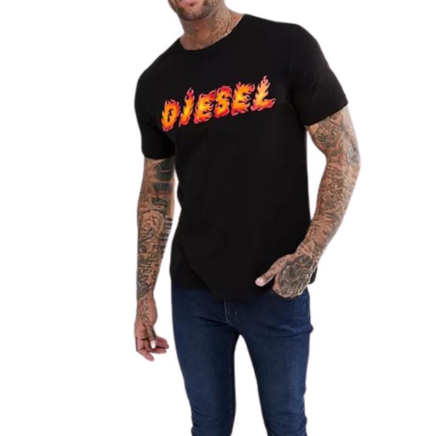 Diesel UK T Just Sh Men's T Shirt Crew Neck Graphic Printed Casual Summer Cotton Tee Red/Black/Blue