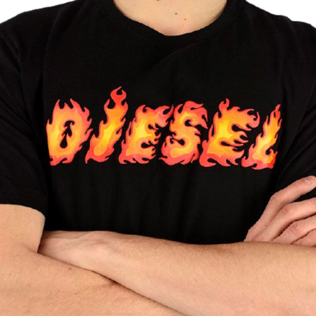 Diesel UK T Just Sh Men's T Shirt Crew Neck Graphic Printed Casual Summer Cotton Tee Red/Black/Blue