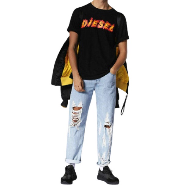 Diesel UK T Just Sh Men's T Shirt Crew Neck Graphic Printed Casual Summer Cotton Tee Red/Black/Blue