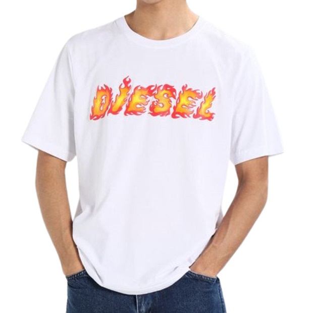 Diesel UK T Just Sh Men's T Shirt Crew Neck Graphic Printed Casual Summer Cotton Tee Red/Black/Blue