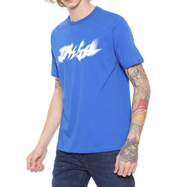 T Just Xk Men's T Shirt Short Sleeve Crew Neck Casual Summer Cotton Tees Diesel UK Blue/Mint Green/Dark Grey