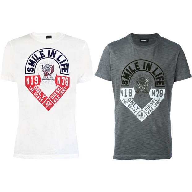 Diesel UK T Diego Hm Men's T Shirt Short Sleeve Crew Neck Casual Summer Cotton Tees Black/White/Blue