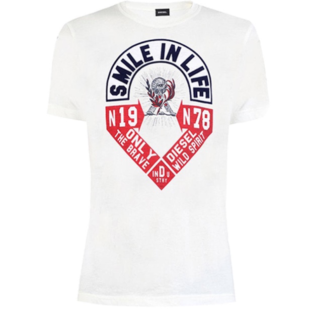 Diesel UK T Diego Hm Men's T Shirt Short Sleeve Crew Neck Casual Summer Cotton Tees Black/White/Blue