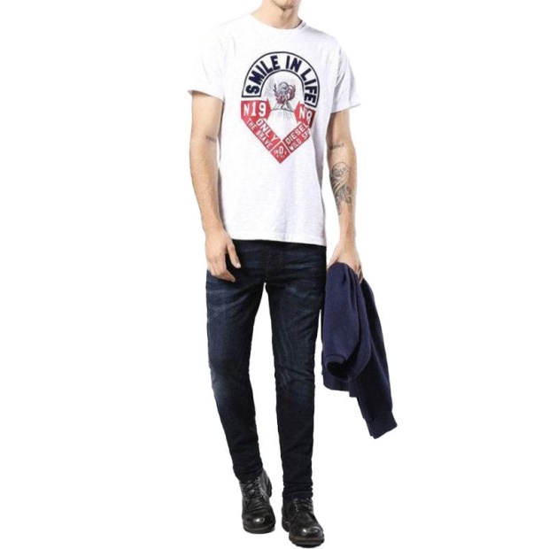 Diesel UK T Diego Hm Men's T Shirt Short Sleeve Crew Neck Casual Summer Cotton Tees Black/White/Blue