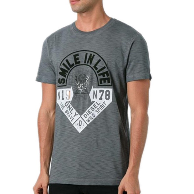 Diesel UK T Diego Hm Men's T Shirt Short Sleeve Crew Neck Casual Summer Cotton Tees Black/White/Blue