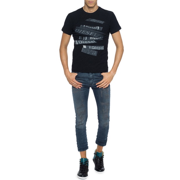 T Diego Qd Men's T Shirt Short Sleeve Crew Neck Casual Summer Cotton Tees Diesel UK Black/White/Navy