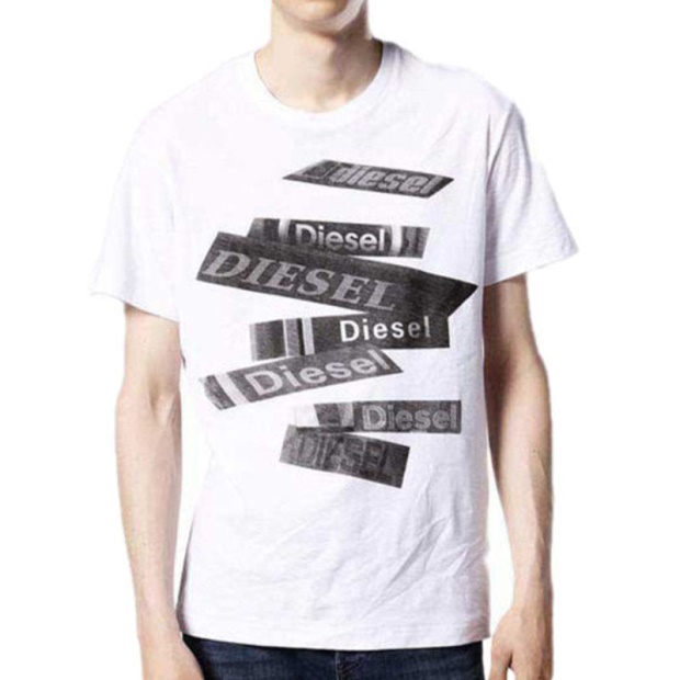 T Diego Qd Men's T Shirt Short Sleeve Crew Neck Casual Summer Cotton Tees Diesel UK Black/White/Navy