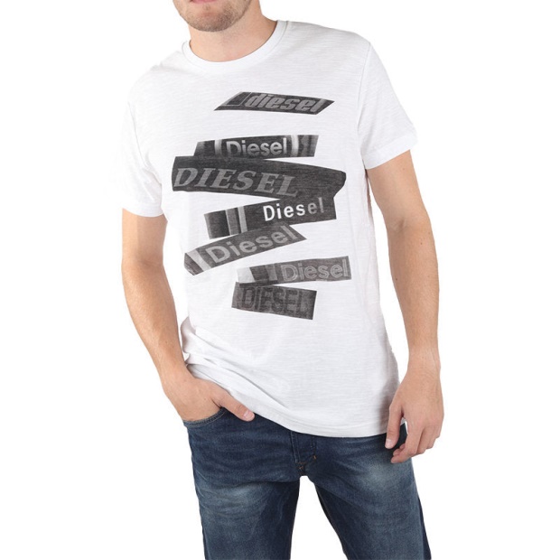 T Diego Qd Men's T Shirt Short Sleeve Crew Neck Casual Summer Cotton Tees Diesel UK Black/White/Navy