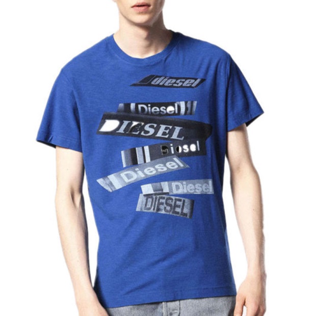 T Diego Qd Men's T Shirt Short Sleeve Crew Neck Casual Summer Cotton Tees Diesel UK Black/White/Navy