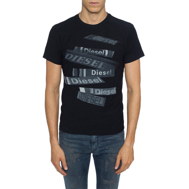 T Diego Qd Men's T Shirt Short Sleeve Crew Neck Casual Summer Cotton Tees Diesel UK Black/White/Navy