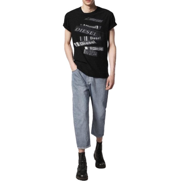 T Diego Qd Men's T Shirt Short Sleeve Crew Neck Casual Summer Cotton Tees Diesel UK Black/White/Navy