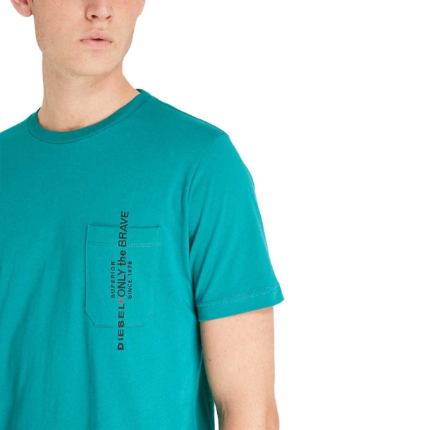 T Just Pocket Men's T-Shirt Short Sleeve Crew Neck Casual Loose Fit Diesel UK
