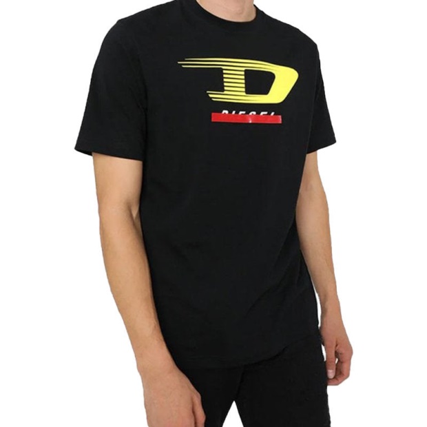 Diesel UK T Just Y4 Men's T Shirt Crew Neck Short Sleeve Casual Black Cotton Tee