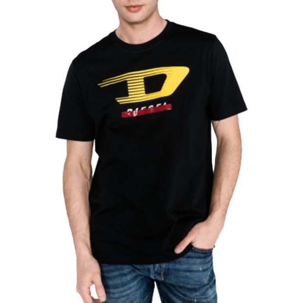 Diesel UK T Just Y4 Men's T Shirt Crew Neck Short Sleeve Casual Black Cotton Tee