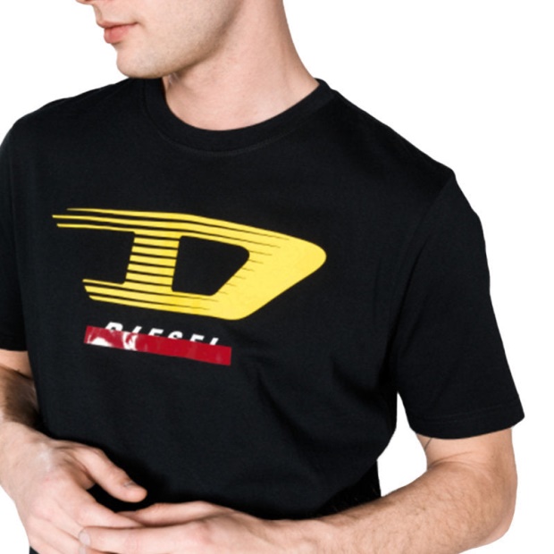 Diesel UK T Just Y4 Men's T Shirt Crew Neck Short Sleeve Casual Black Cotton Tee