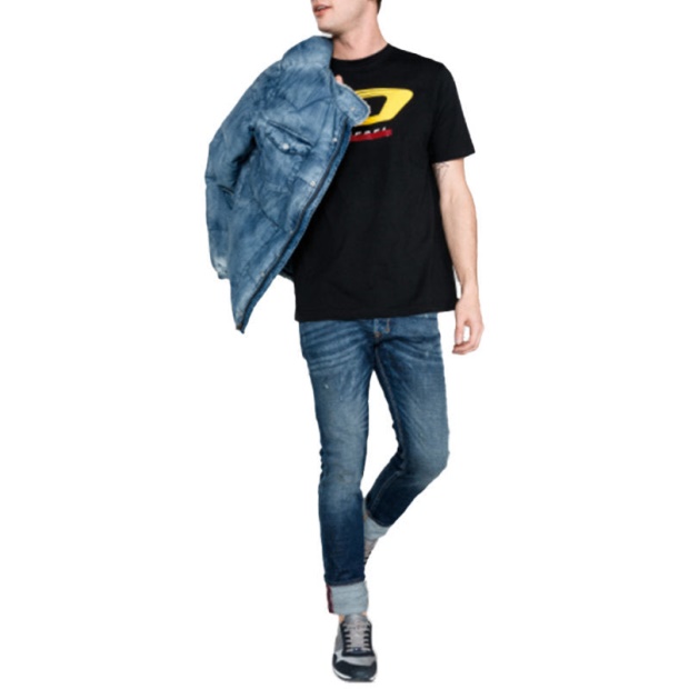 Diesel UK T Just Y4 Men's T Shirt Crew Neck Short Sleeve Casual Black Cotton Tee