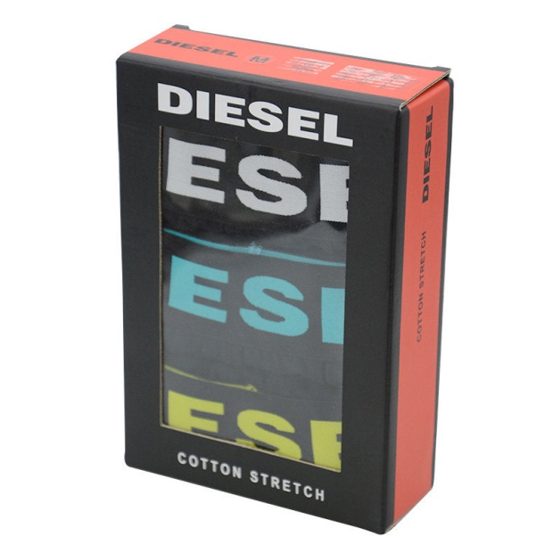 Diesel UK Men's Boxer Trunks Shorts 3 Pack Regular Soft Cotton Black Underwear Gift