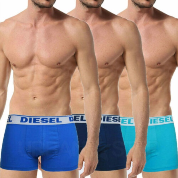 Fresh & Bright Men's Boxers Shorts 3X Pack Blue Cotton Underwear Diesel UK