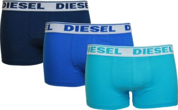 Fresh & Bright Men's Boxers Shorts 3X Pack Blue Cotton Underwear Diesel UK