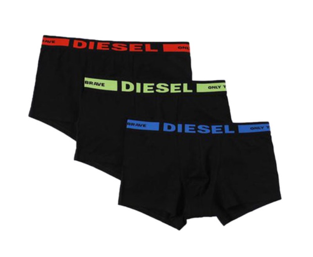 Diesel UK Seasonal Men's Boxer Stretch Cotton 3 Pack Underwear Trunks E8A-2991