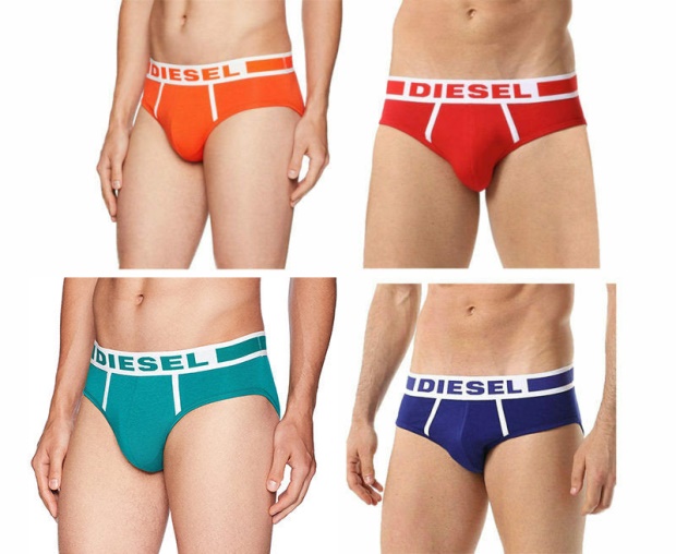 Dark Blue/Orange/Red/Black Diesel UK Fresh And Bright Men's Comfy Briefs Cotton Modal 1X Pack Underwear Trunks